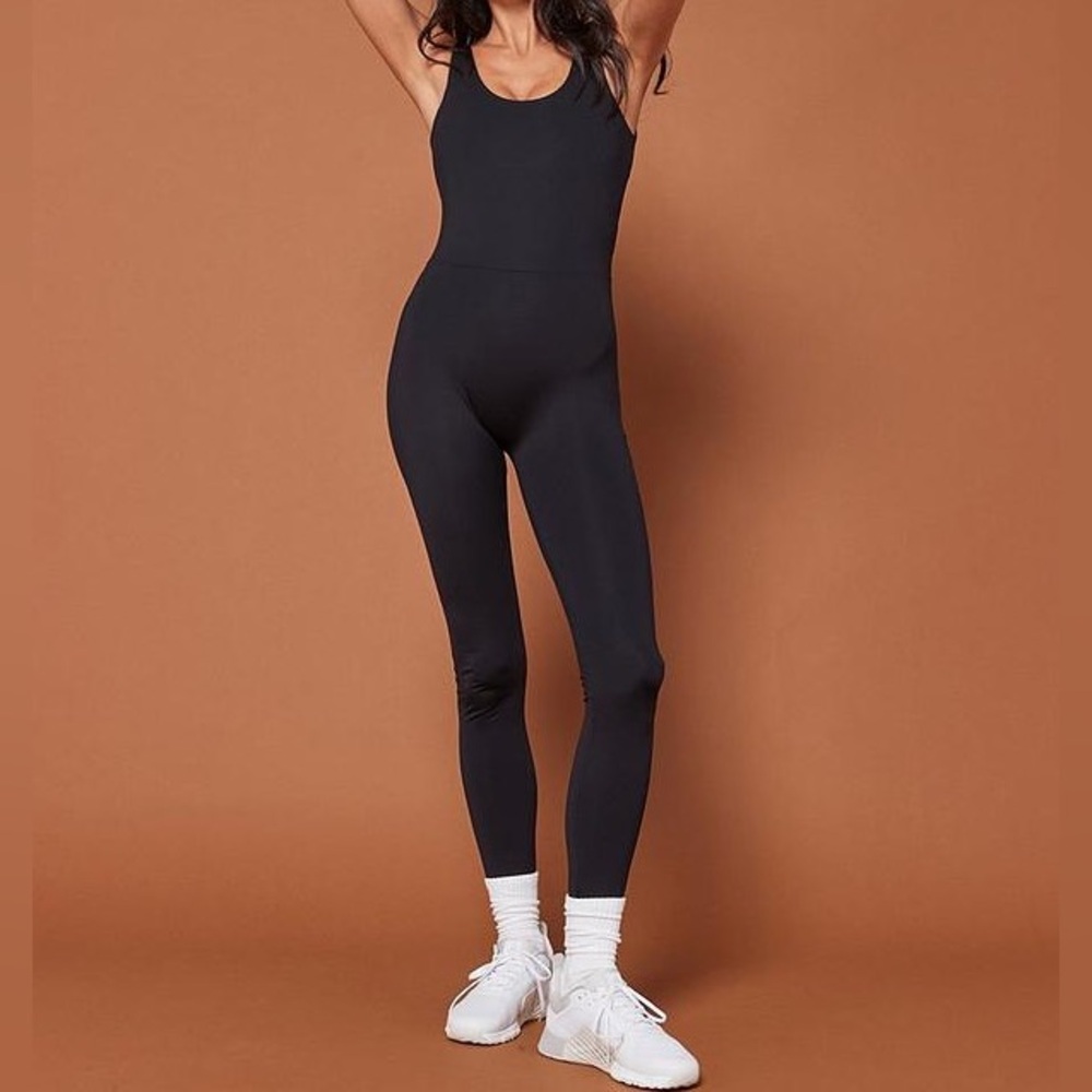 girlfriend collective Black Scoop Unitard NWOT